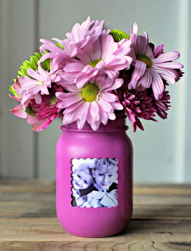 Make a Mason Jar Picture Frame Vase