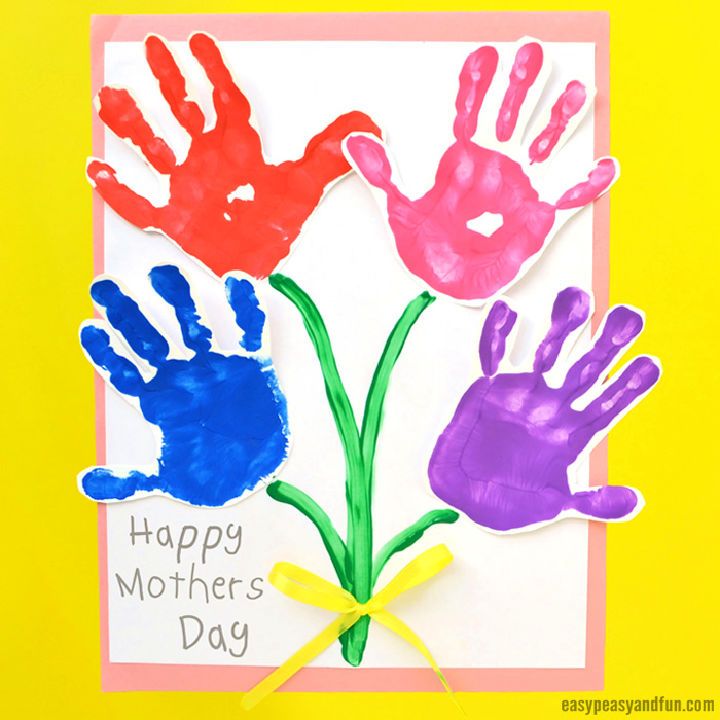 Mothers Day Handprint Art Flowers for Toddlers