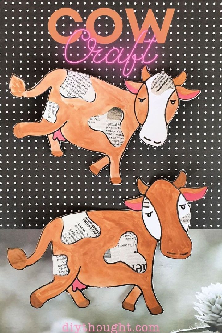 Newspaper Cow Art Craft 