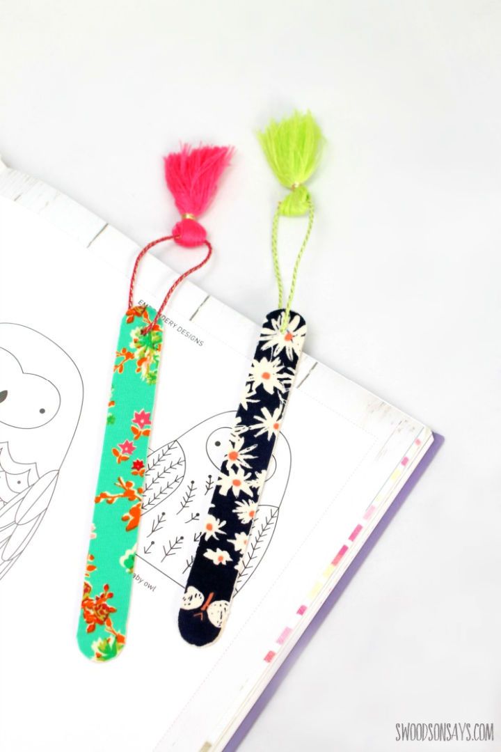 No Sew DIY Fabric Bookmark With Popsicle Stick