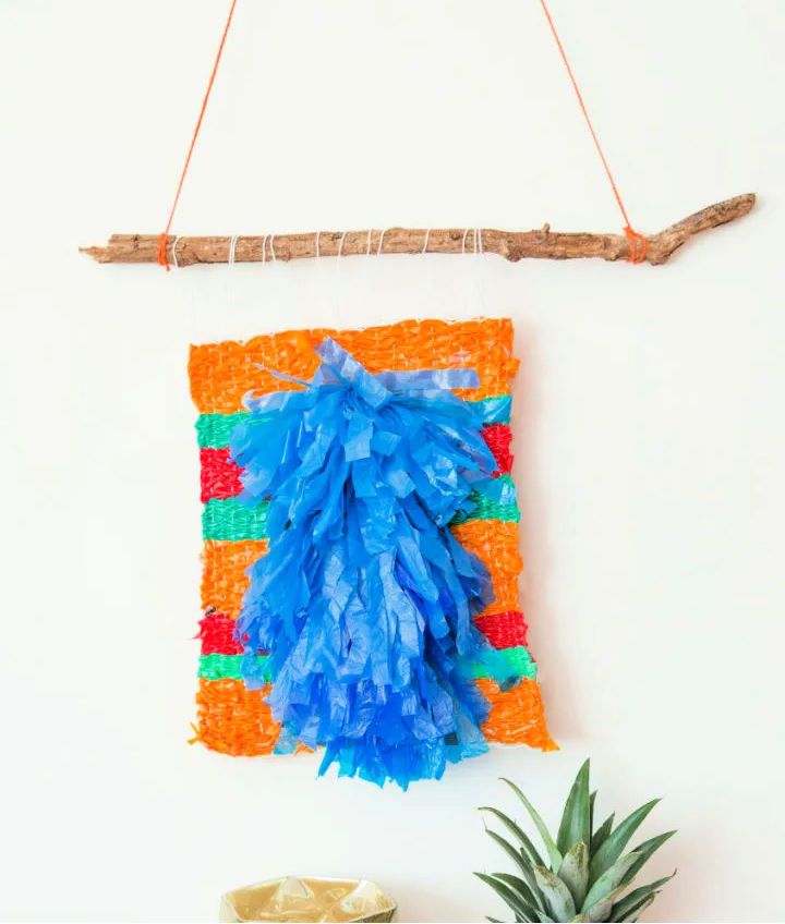 Old Plastic Bags Weave a Wall Hanging Craft