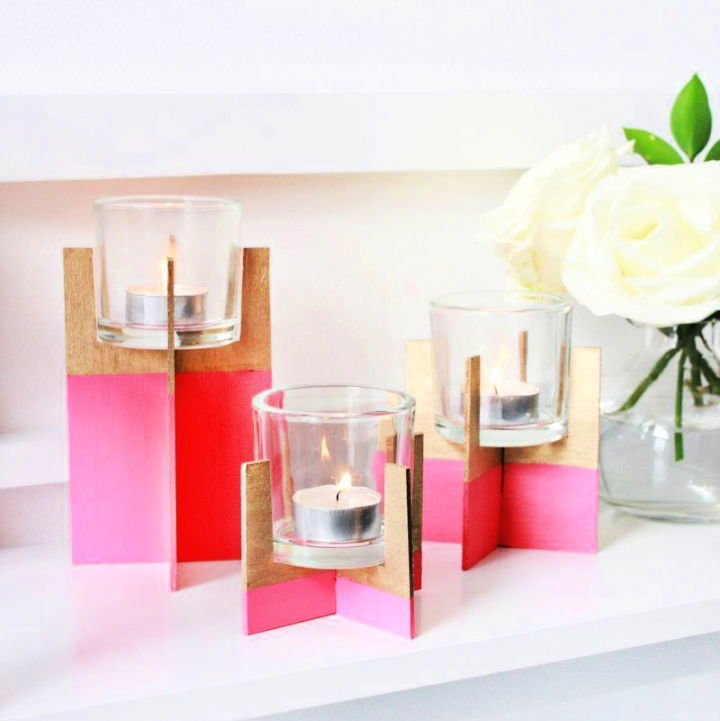 Paint Dipped Balsa Wood Candle Holders