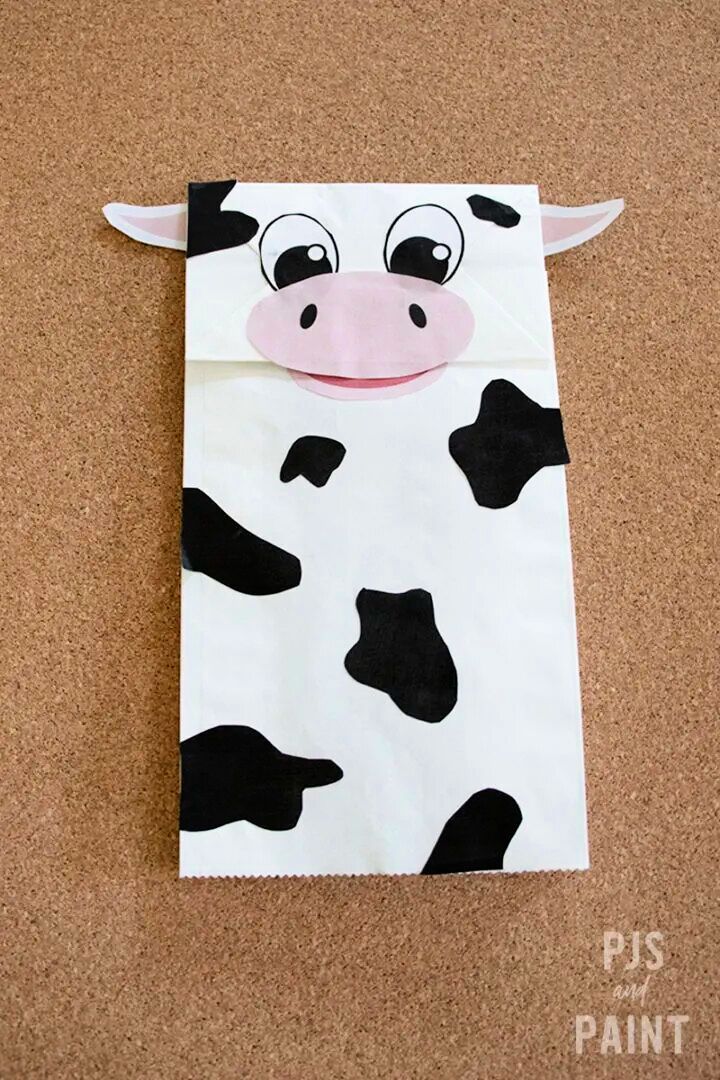 Paper Bag Cow Puppet Craft With Template
