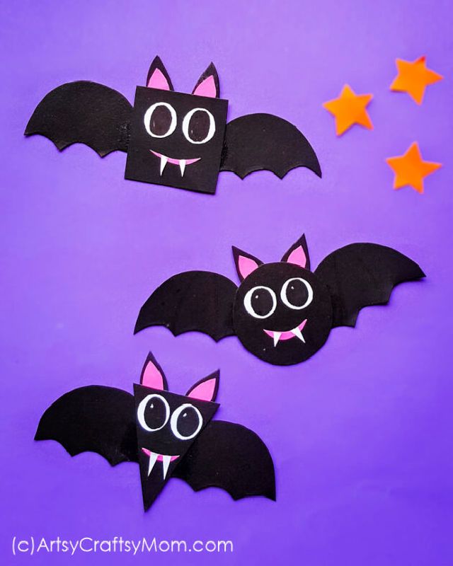 Paper Bats Shape Craft for Halloween
