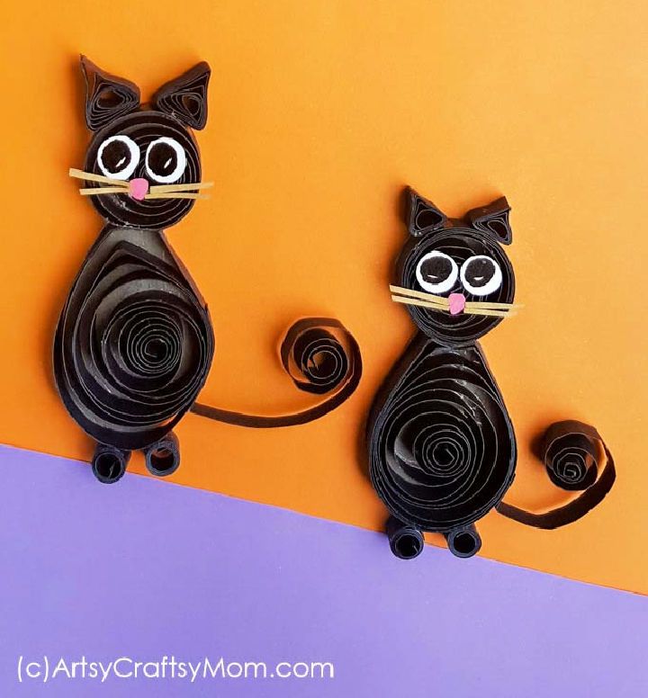 Paper Quilling Black Cat for Halloween