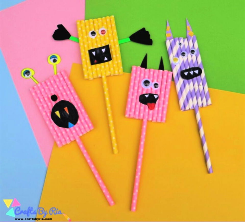 Paper Straw Spider Craft - Our Kid Things