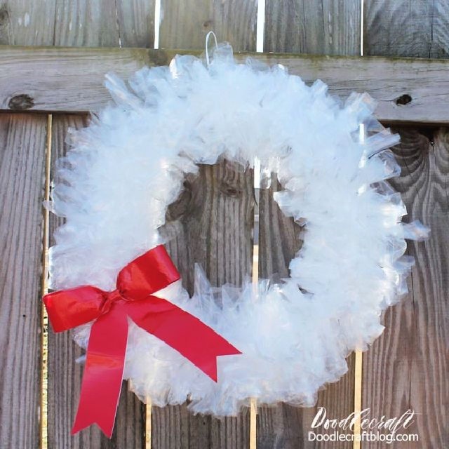 Plastic Grocery Bag Wreath Craft for Kids