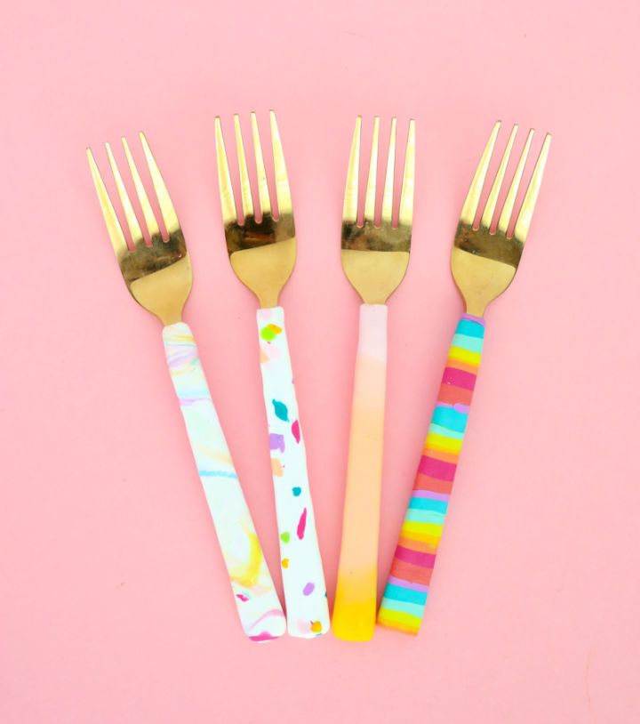 Polymer Clay Patterned Forks Gift Idea