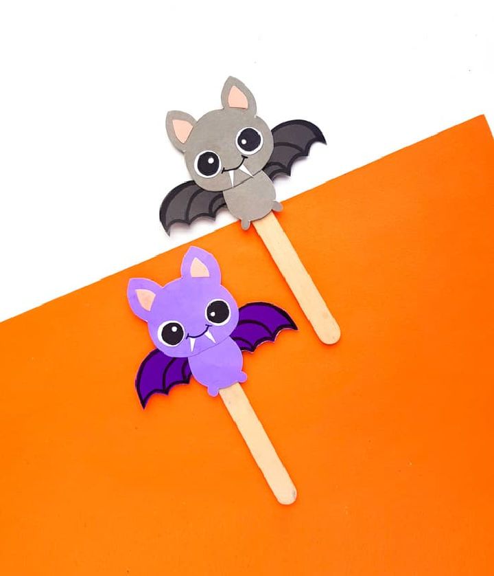 Cute DIY Popsicle Stick Bat Puppet
