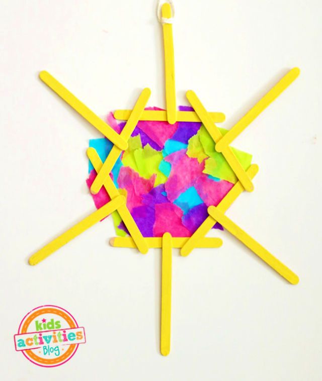 Popsicle Stick Mosaic Sun Theme Craft
