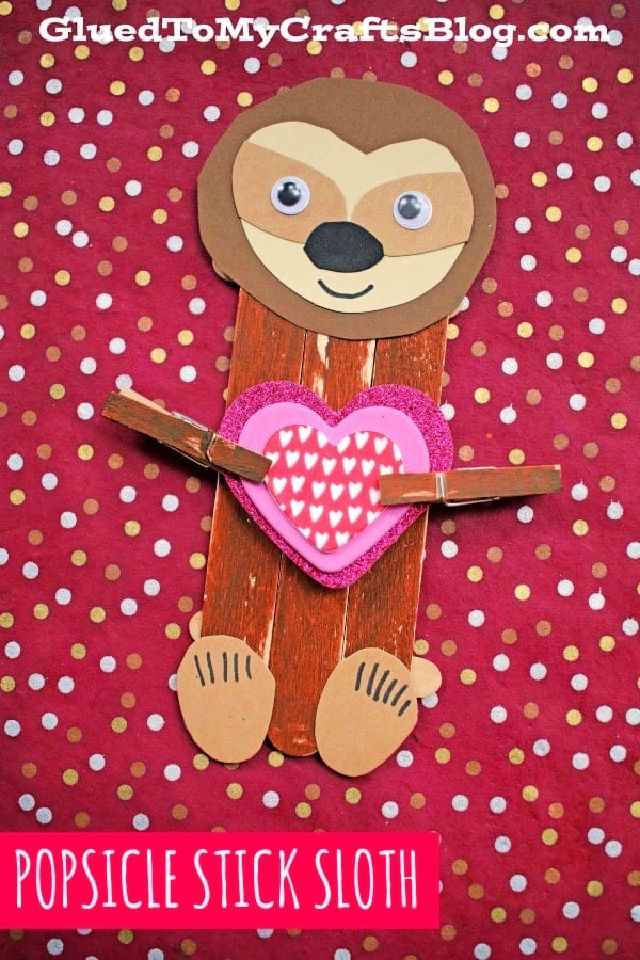 Popsicle Stick Sloth Arts and Crafts