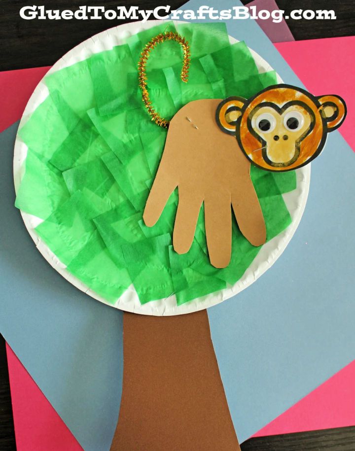 Pretty Handprint Monkey in a Tree Craft