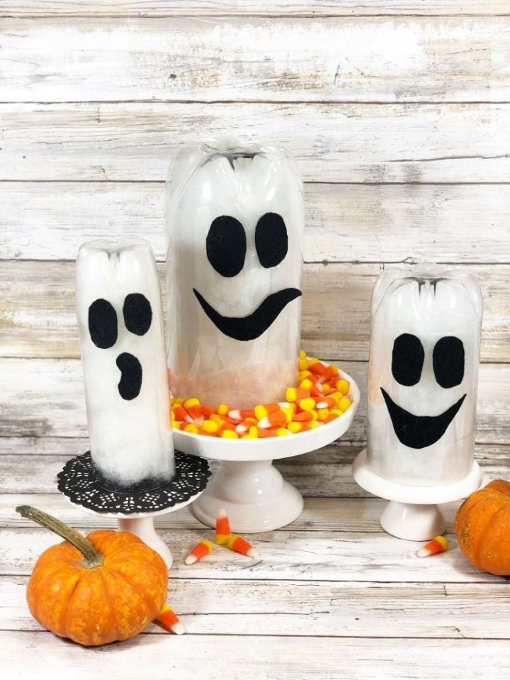 Recycled Bottle Halloween Ghosts Idea