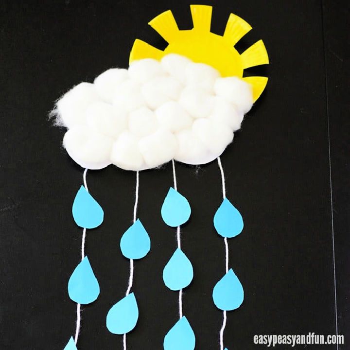 Rain Cloud Paper Craft With a Paper Plate Sun