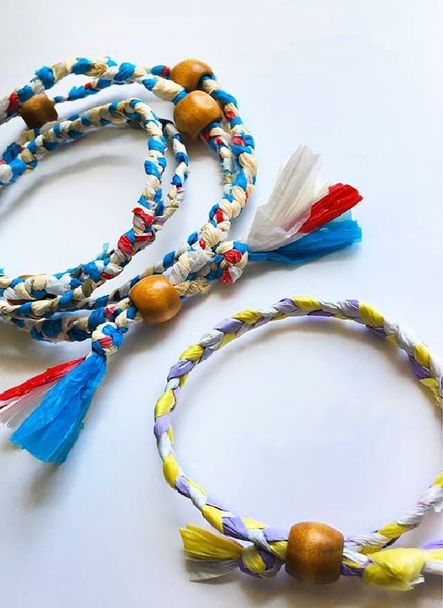 Recycled Plastic Bag Friendship Bracelets