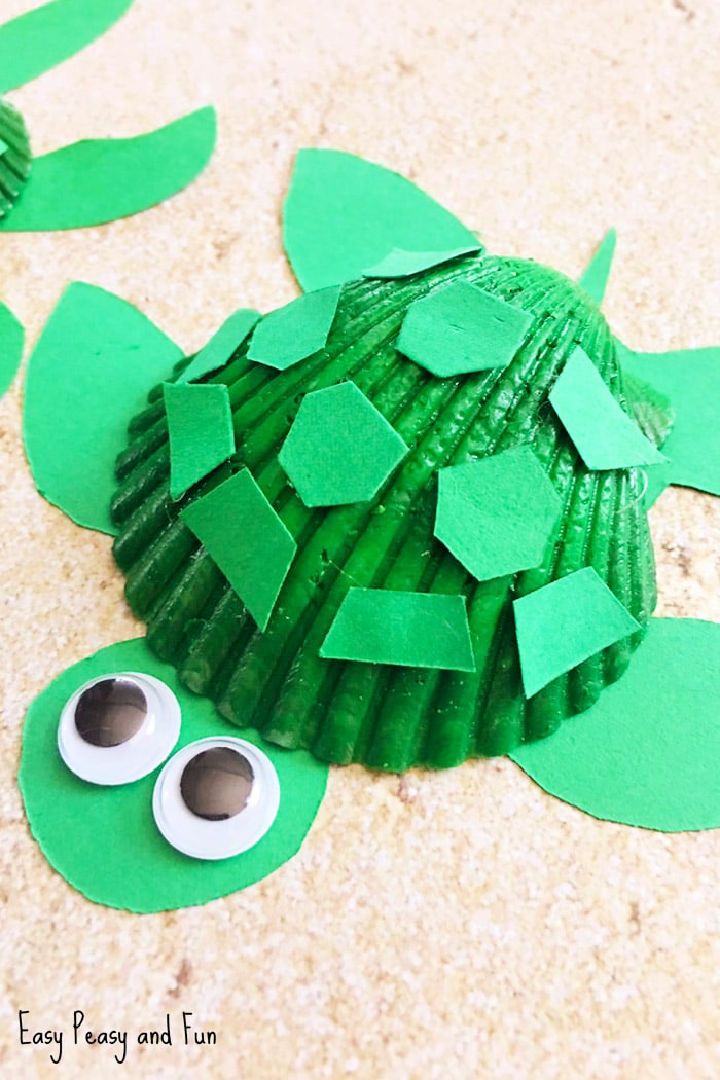 Seashell Turtle Craft for Toddlers