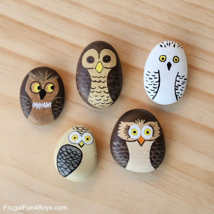 Simple DIY Owl Painted Rocks for Kids