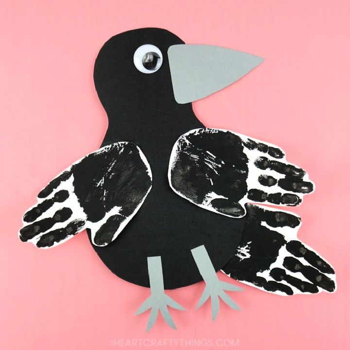 Simple Handprint Raven Craft