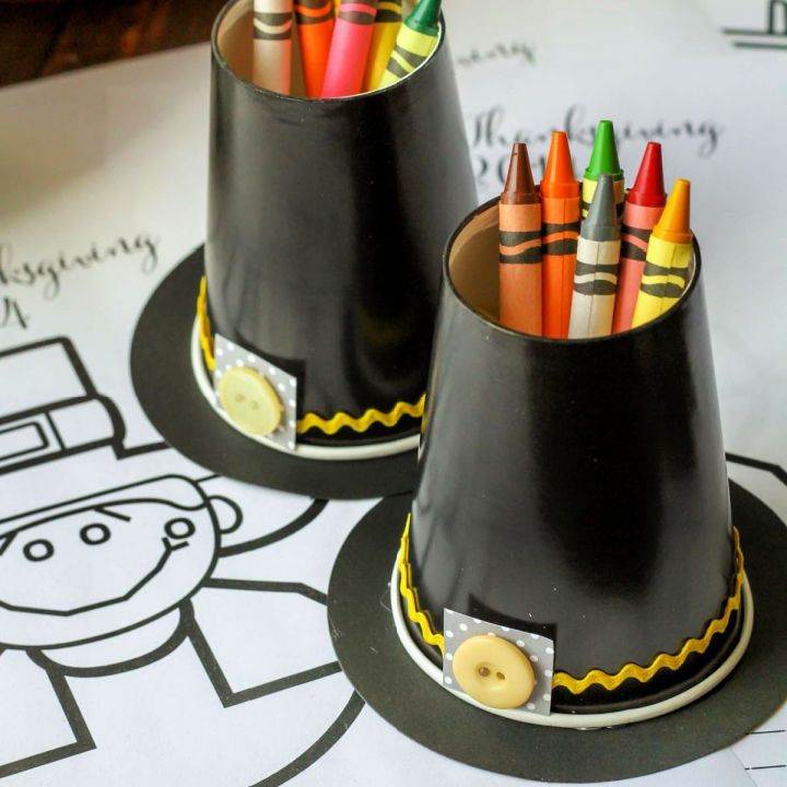 Simple Pilgrim Hat Crayon Cups