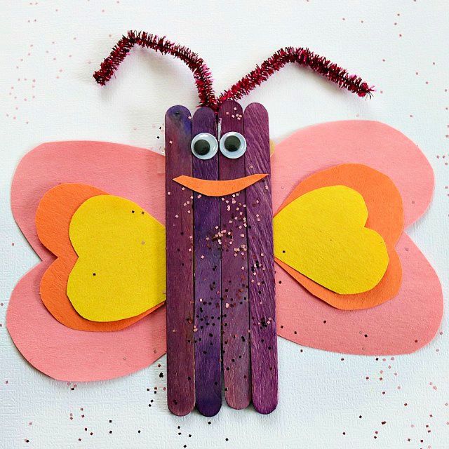 Simple Popsicle Stick Butterfly Craft for Toddlers
