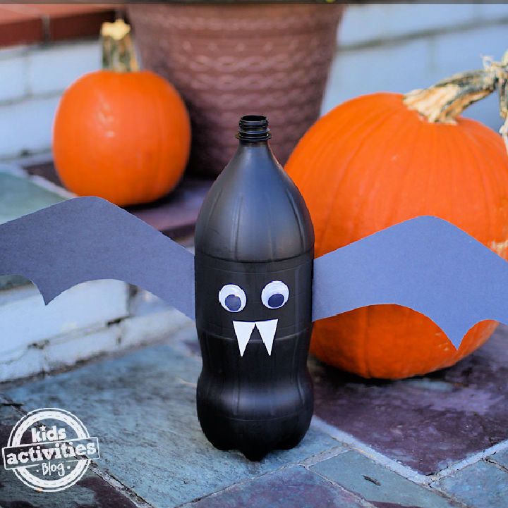 Simple Soda Bottle Bat for Halloween 