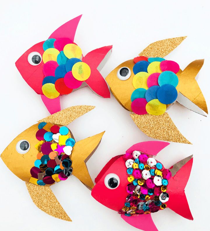 Toilet Paper Roll Rainbow Fish Craft for Toddlers