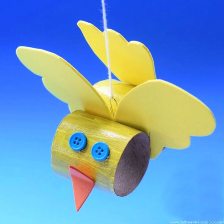 Toilet Paper Tube Bird Craft with Kids