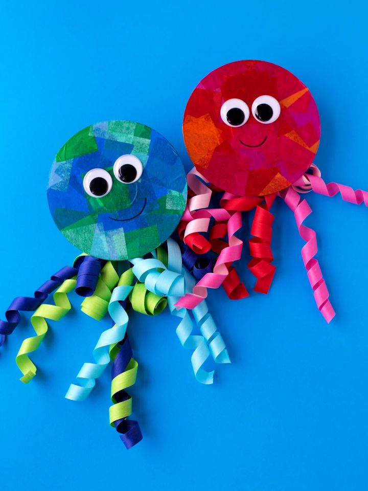 Upcycled CD and Ribbon Jellyfish Craft for Kids