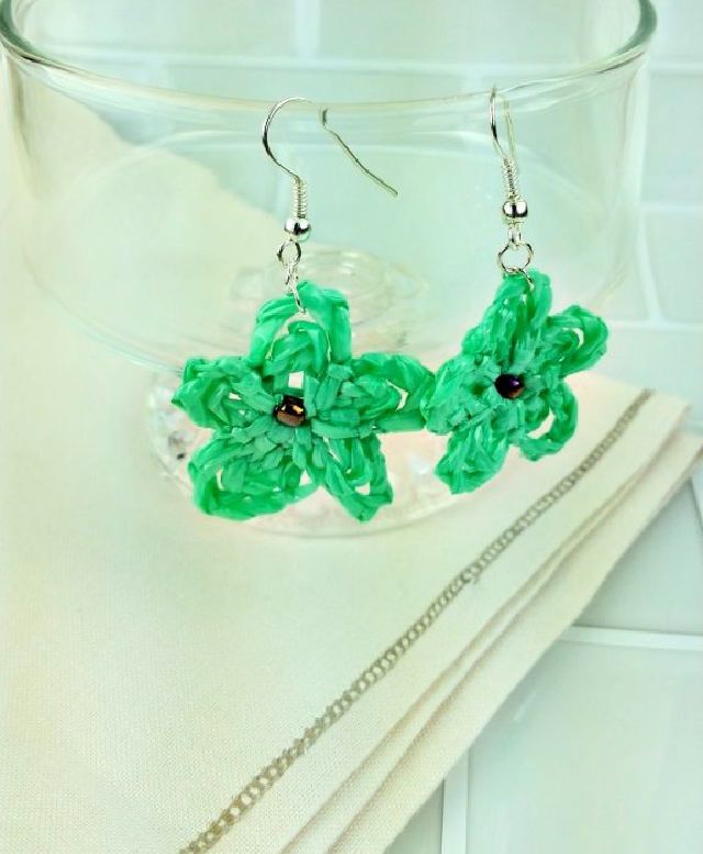 Upcycling Plastic Bag Flower Earrings