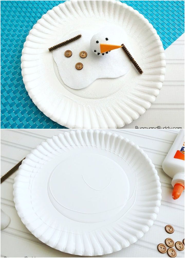 Winter Melting Snowman Using Paper Plate