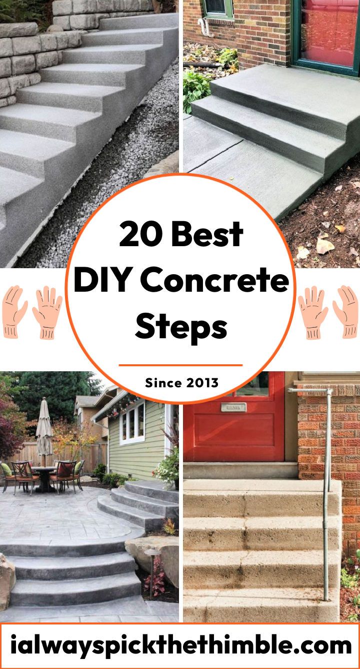 20 DIY concrete steps plan: how to build concrete steps