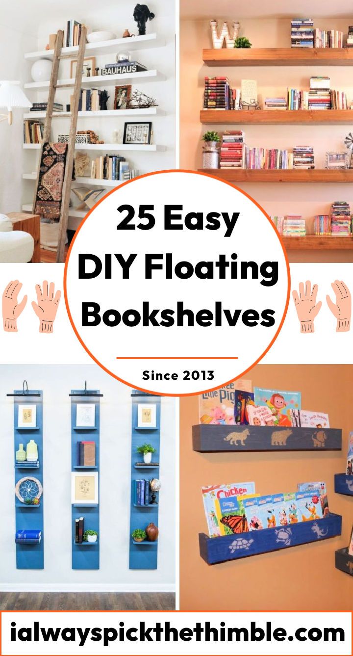 25 DIY floating bookshelf ideas: make wall of bookshelves
