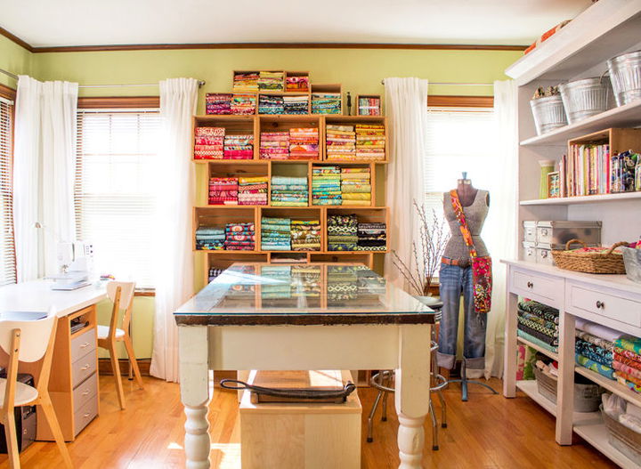 Sunny Sewing Room with how to on folding fabric