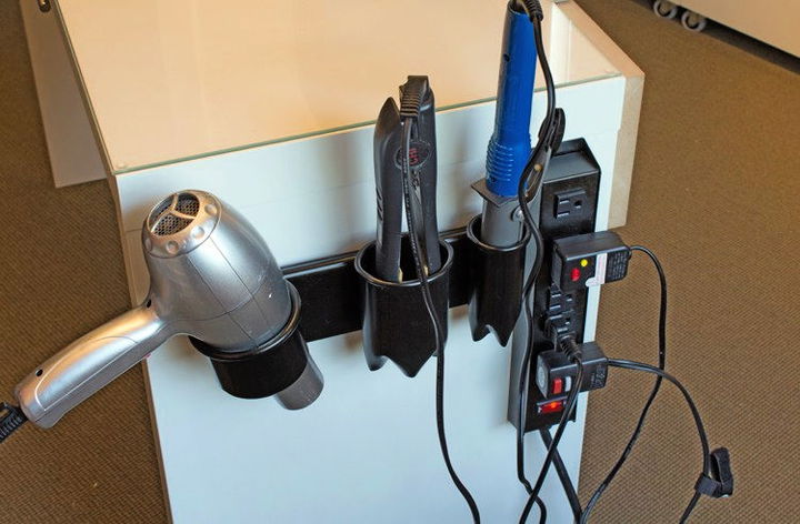 hair dryer holder installed