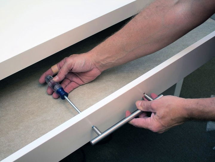 make up vanity adding a drawer pull