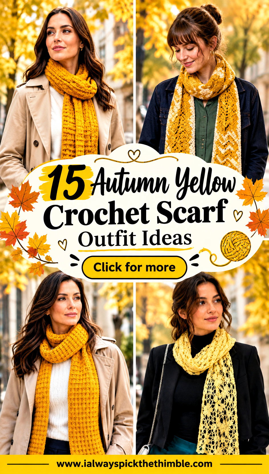 15 Autumn Yellow Crochet Scarf Outfit Ideas for Layering - 15 Autumn Yellow Crochet Scarf Outfit Ideas for Layering