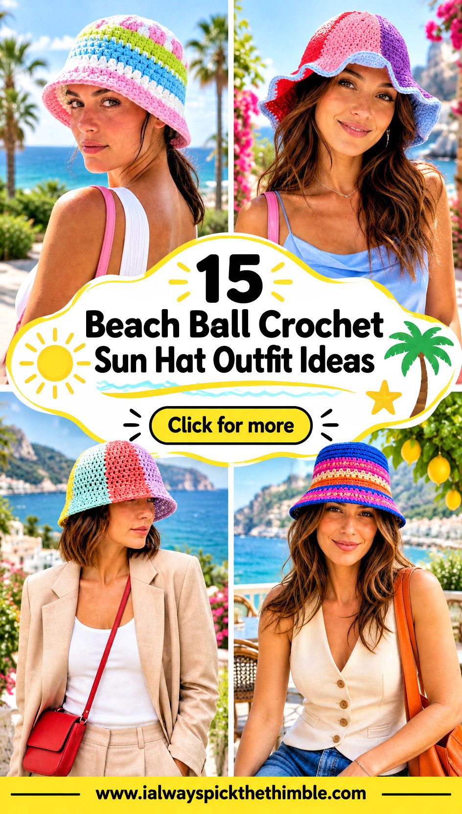 15 Beach Ball Crochet Sun Hat Outfit Ideas for Seaside Days - 15 Beach Ball Crochet Sun Hat Outfit Ideas for Seaside Days