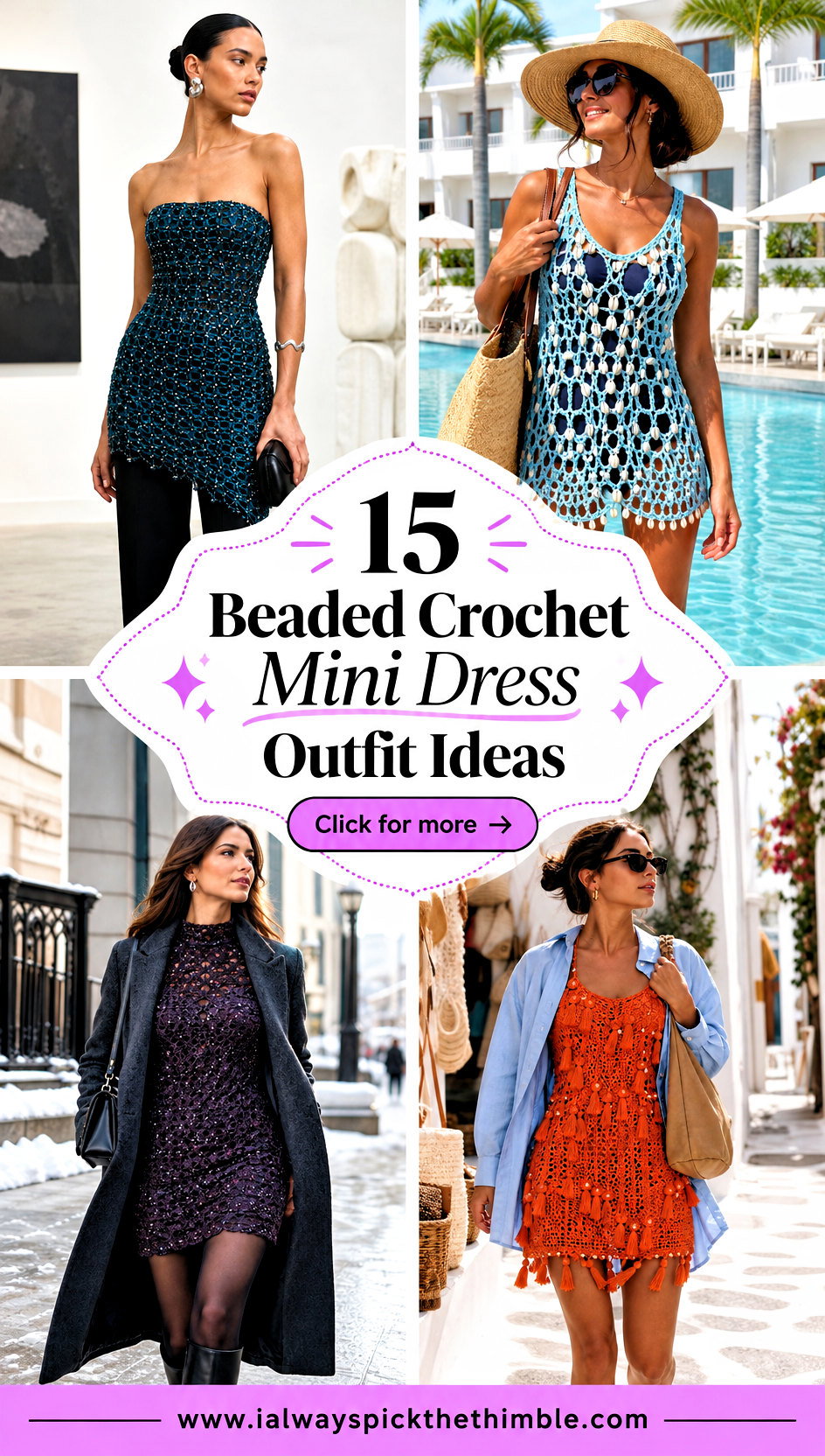 15 Beaded Crochet Mini Dress Outfit Ideas for Party Looks - 15 Beaded Crochet Mini Dress Outfit Ideas for Party Looks
