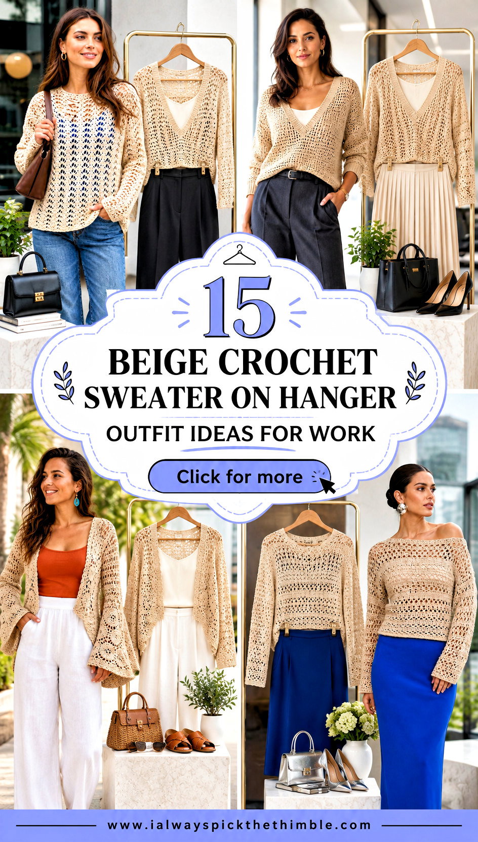 15 Beige Crochet Sweater on Hanger Outfit Ideas for Work - 15 Beige Crochet Sweater on Hanger Outfit Ideas for Work