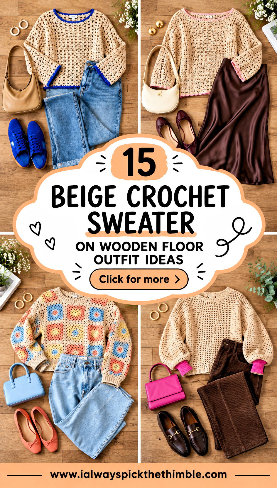 15 Beige Crochet Sweater on Wooden Floor Outfit Ideas - 15 Beige Crochet Sweater on Wooden Floor Outfit Ideas