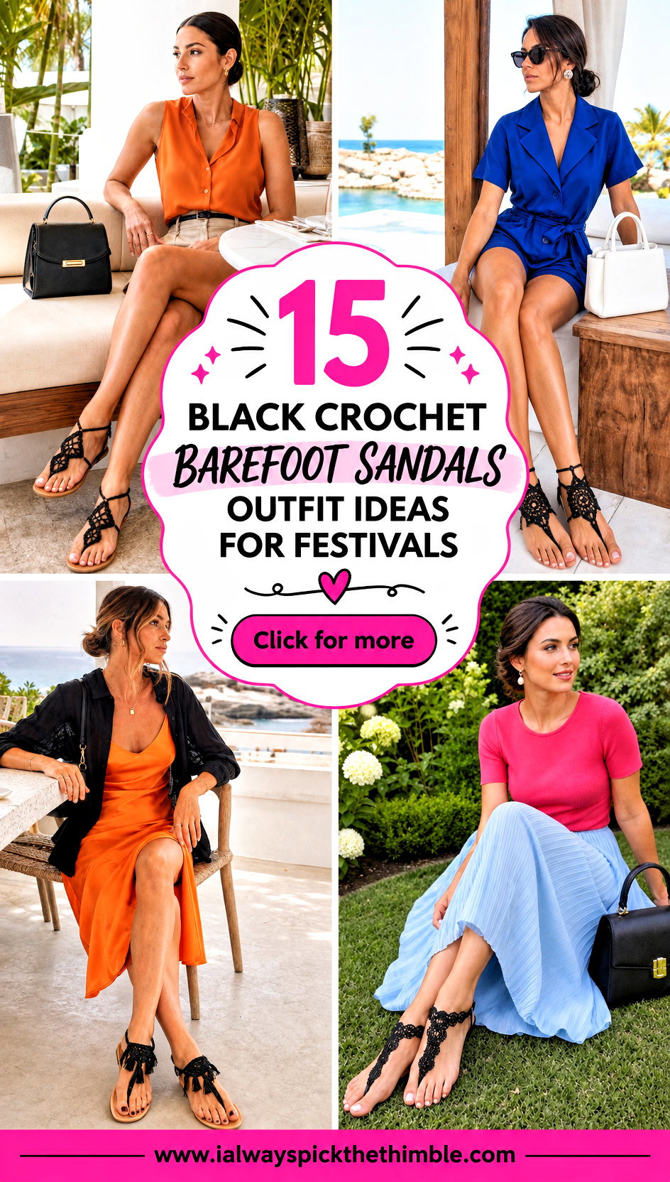 15 Black Crochet Barefoot Sandals Outfit Ideas for Festivals - 15 Black Crochet Barefoot Sandals Outfit Ideas for Festivals