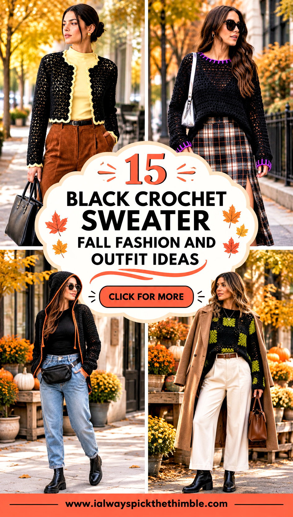 15 Black Crochet Sweater Fall Fashion and Outfit Ideas - 15 Black Crochet Sweater Fall Fashion and Outfit Ideas