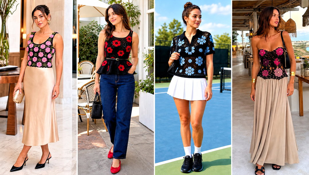 15 Black Crochet Top with Flowers Outfit Ideas for Spring