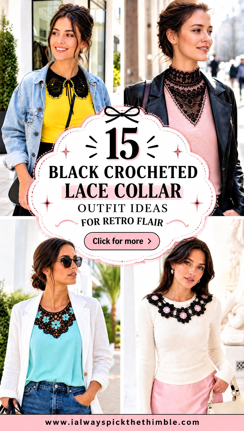 15 Black Crocheted Lace Collar Outfit Ideas for Retro Flair - 15 Black Crocheted Lace Collar Outfit Ideas for Retro Flair