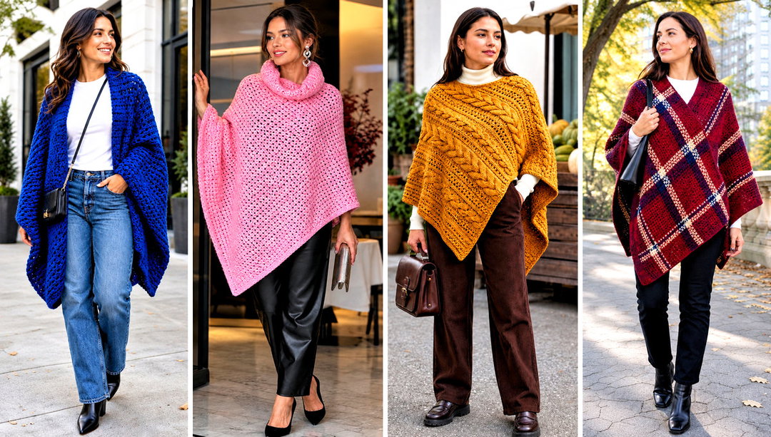 15 Blanket Crochet Poncho Outfit Ideas for Chilly Days