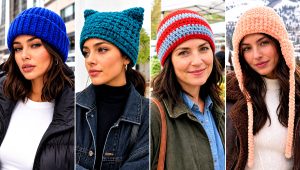 15 Blanket Yarn Crochet Beanie Outfit Ideas for Winter