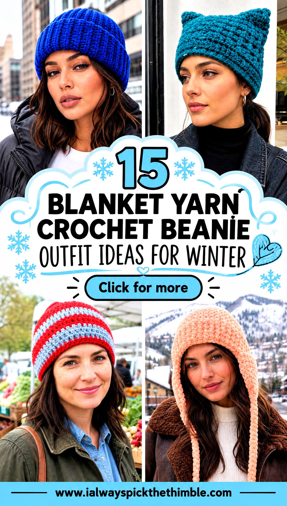 15 Blanket Yarn Crochet Beanie Outfit Ideas for Winter - 15 Blanket Yarn Crochet Beanie Outfit Ideas for Winter