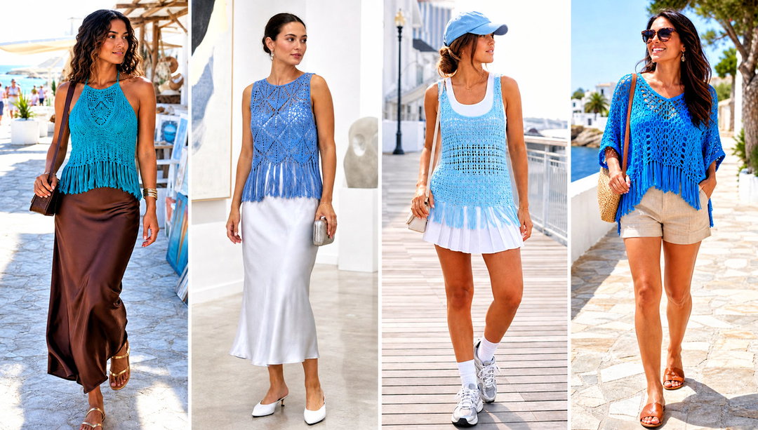 15 Blue Crochet Top With Fringes Outfit Ideas for Festivals