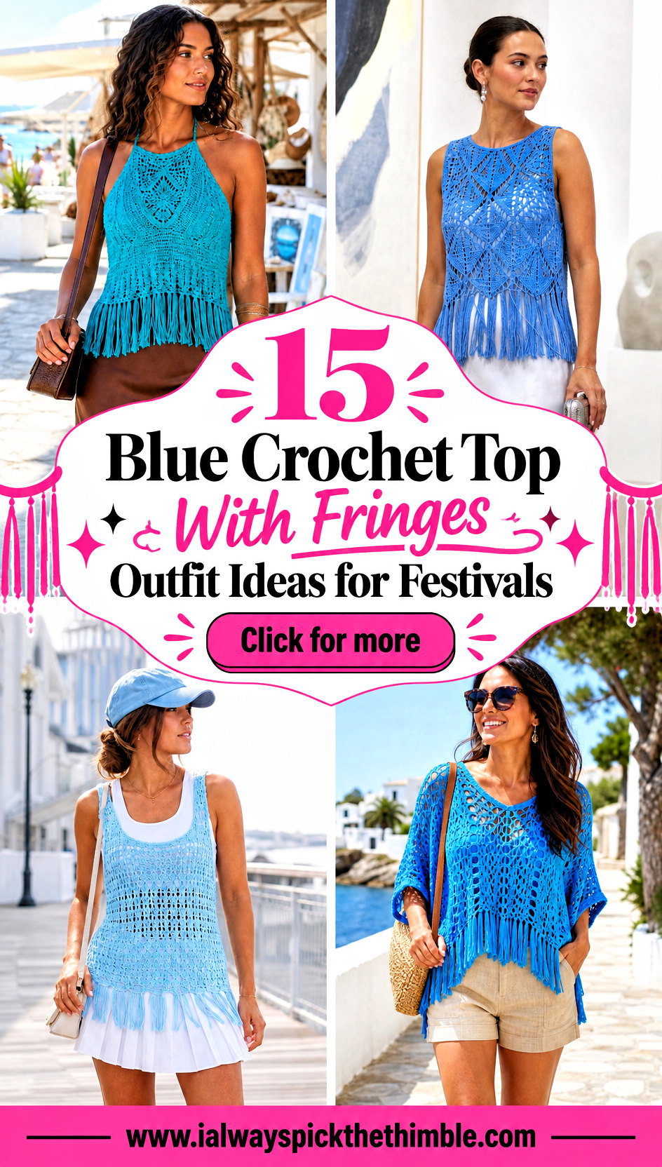 15 Blue Crochet Top With Fringes Outfit Ideas for Festivals - 15 Blue Crochet Top With Fringes Outfit Ideas for Festivals