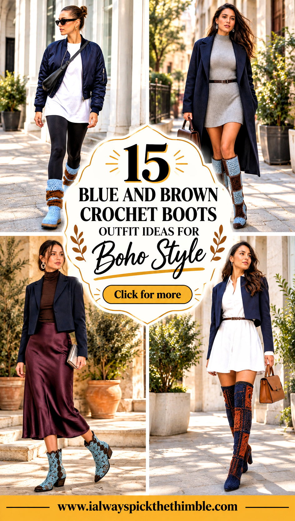 15 Blue and Brown Crochet Boots Outfit Ideas for Boho Style - 15 Blue and Brown Crochet Boots Outfit Ideas for Boho Style